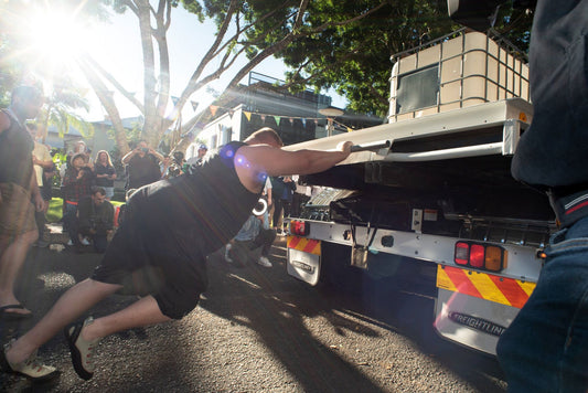 The heaviest vehicle pushed over 100 feet (male)