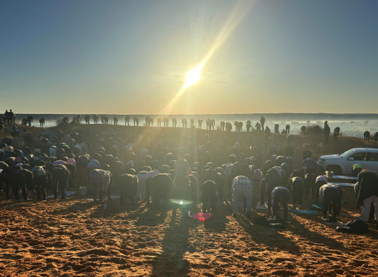Largest Yoga class on top of a desert