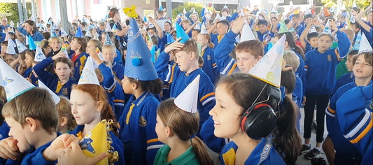 The most people wearing conical party hats whilst celebrating