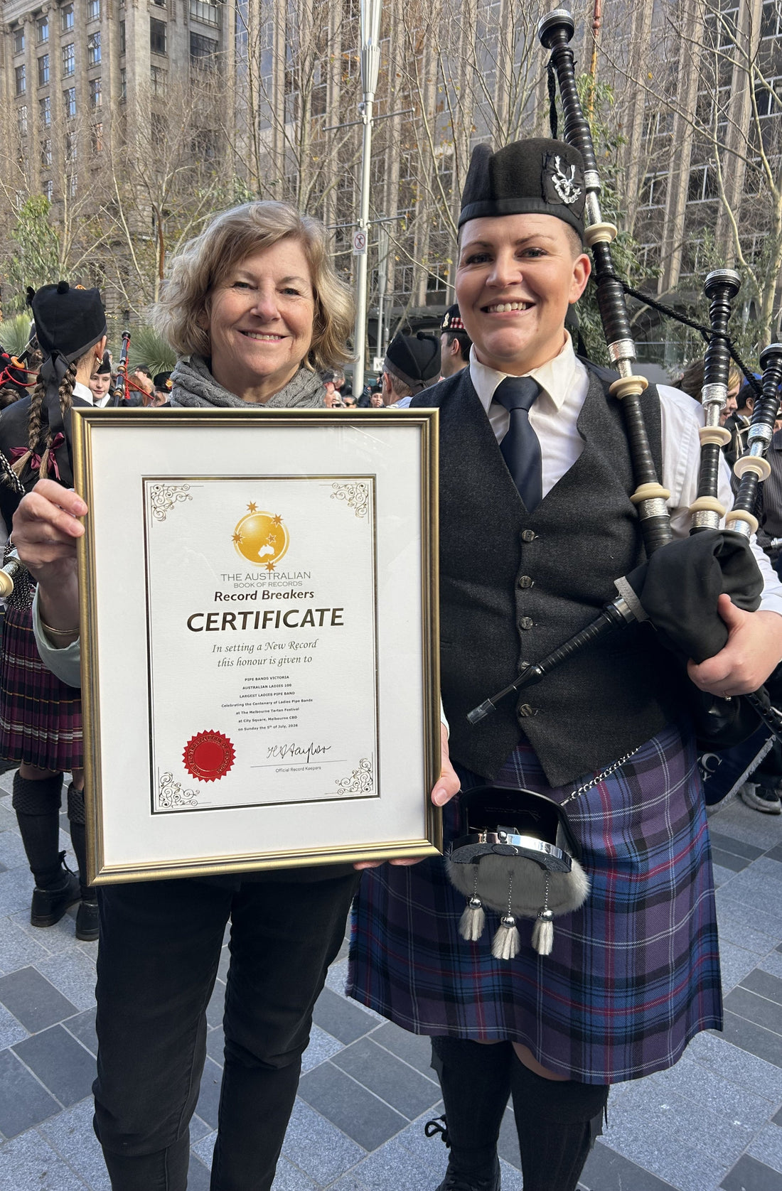 Largest ladies pipe band playing at the same time in the same location