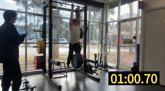 70.8 kg additional weight dead hang world record (over 60s)