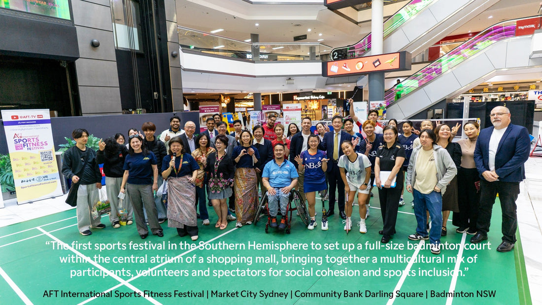 First full size badminton court set up in a shopping mall